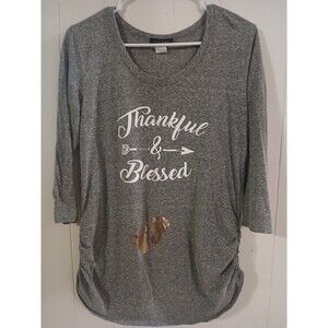 Violet & Ruby Size Large Maternity  Thankful & Blessed Shirt Ruched Sides